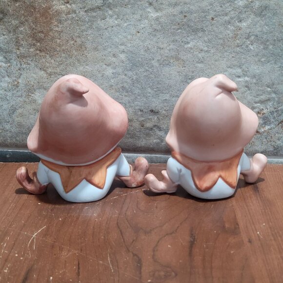 Vintage Homco Pixie Elf Figurines Bisque Set of 2 - Picture 5 of 10